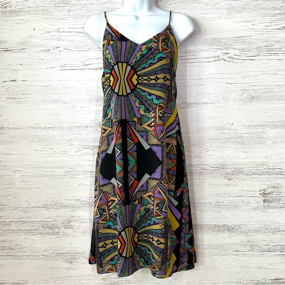 TOBI VINTAGE 90s Geometric Abstract Slip Dress S Made in USA - Picture 1 of 12
